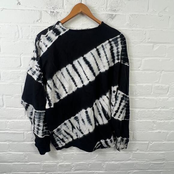 Sundown by Splendid Women's Elle Tie-Dye Sweater Long Sleeve Black White Size S - Picture 3 of 5